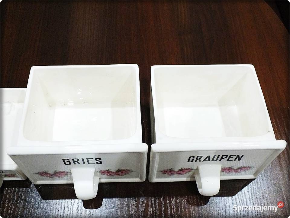 Zestaw Stare pojemniki kuchenne porcelana Żary