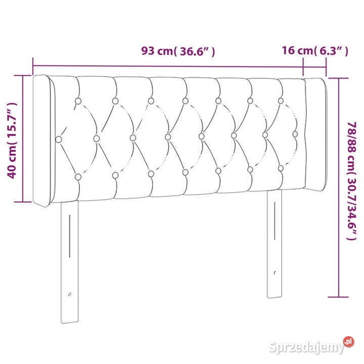 Zagłówek do łóżka z LED taupe 93x16x7888 tkanina mazowieckie Warszawa
