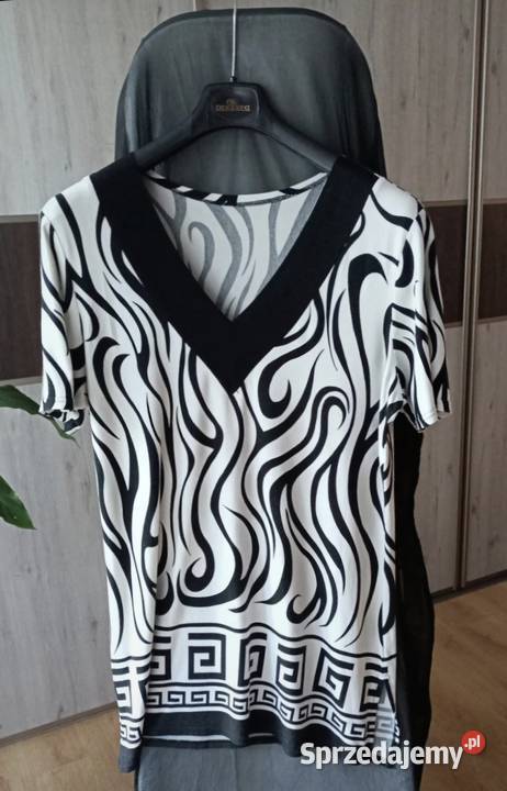 Tunika długa bluska plus size XXL czarno biała Lublin