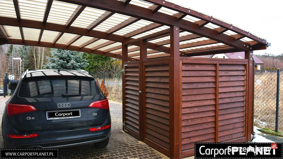 Wiata drewniana carport zadaszenie samochodu Poznań
