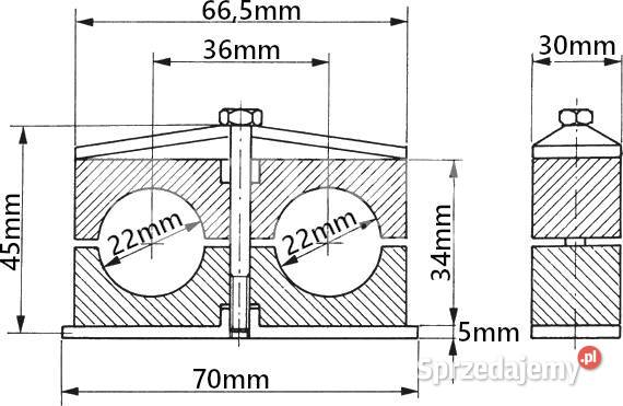 15x Obejma Podwójna 22mm Mocowanie Przewodów Solec Kujawski