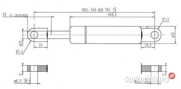 Sprężyna gazowa L7855 mm 600N Stabilus CA095192 Kamionna sprzedam