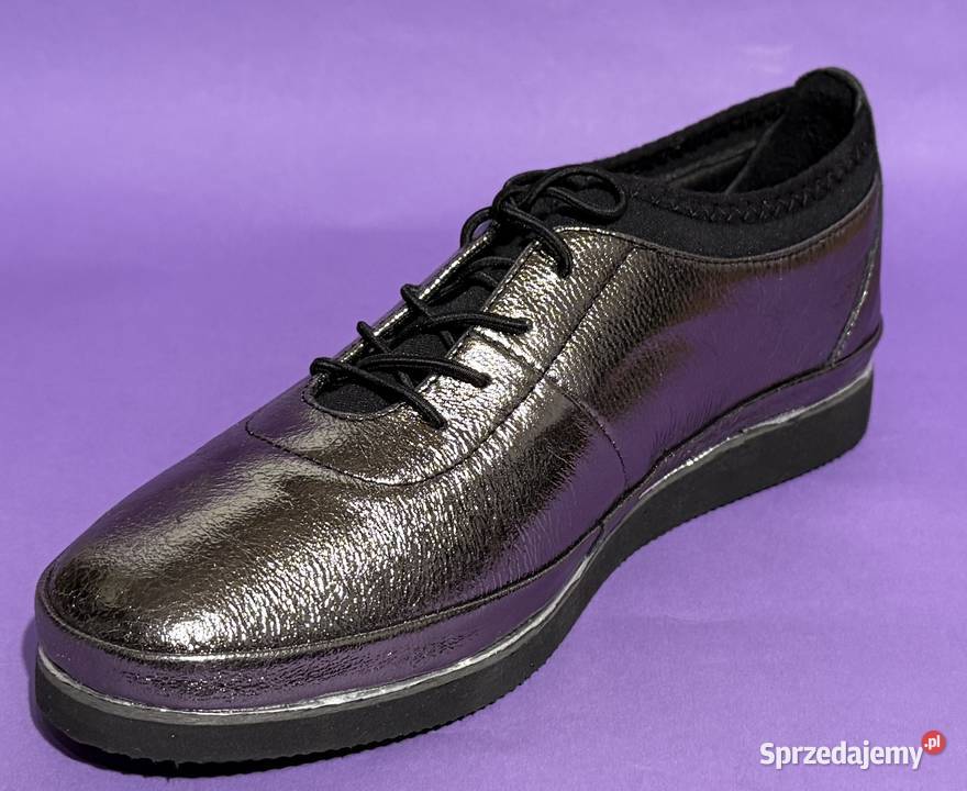 Skórzane damskie srebrne półbuty SERGIO BARDI mazowieckie Żyrardów