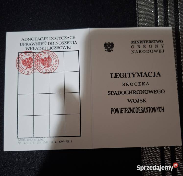 Legitymacja skoczka spadochronowego i lubelskie Lublin sprzedam