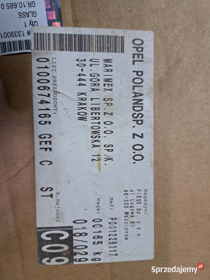 SZYBA BOCZNA KAROSERYJNA lewy przód ASTRA J IV sprzedam