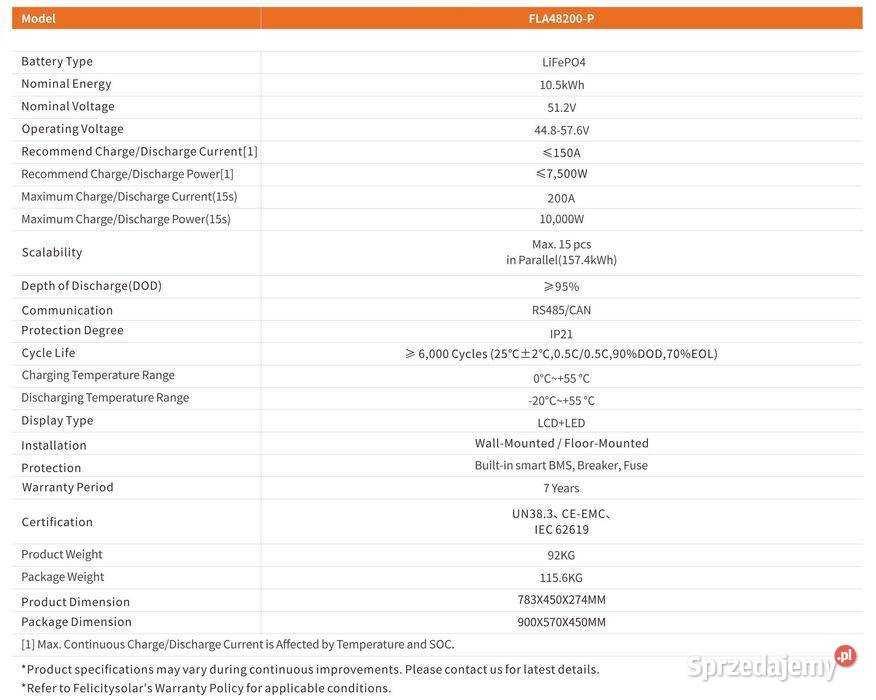 Magazyn energii LV LFelicity Solar FLA48200P 105