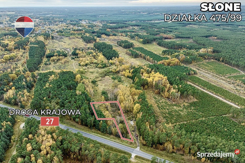 Na sprzedaż działka drodze 27 z MPZG 145zł/m2 Słone