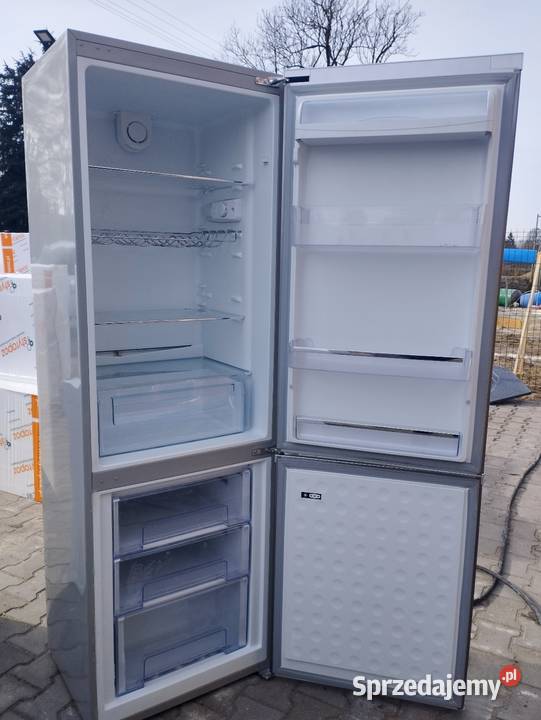 Duża srebrna lodówko zamrażarka wolnostojące wielkopolskie Szamotuły