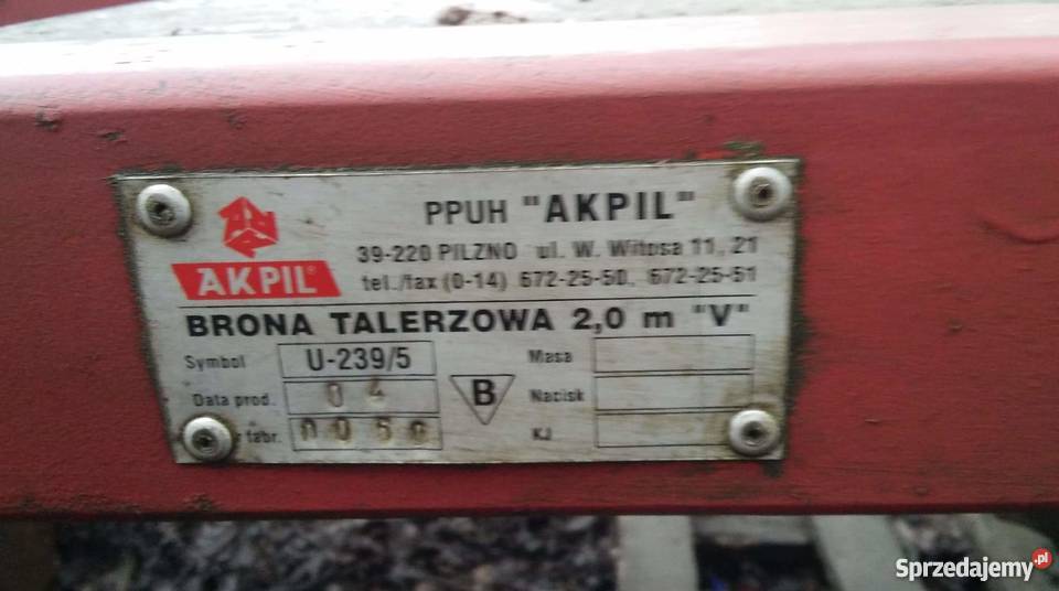 Talerzówka AKPIL brona talerzowa 2m Przeworsk