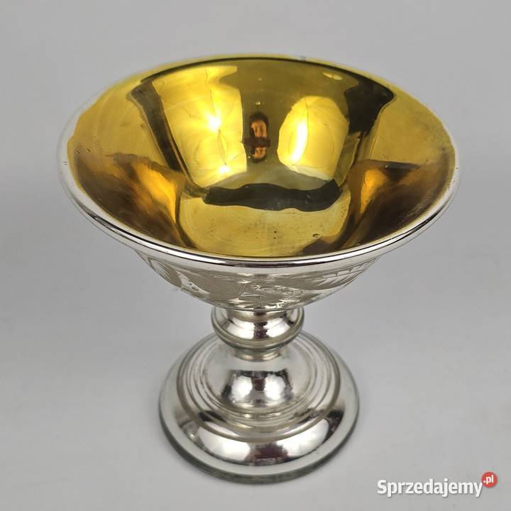 Puchar czarka szkło rtęciowe bauren silber Śląsk Porcelana i szkło Bronisze