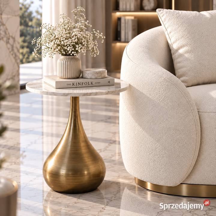 Stolik kawowy glamour Avelia 50x50x53 biały Golkowice