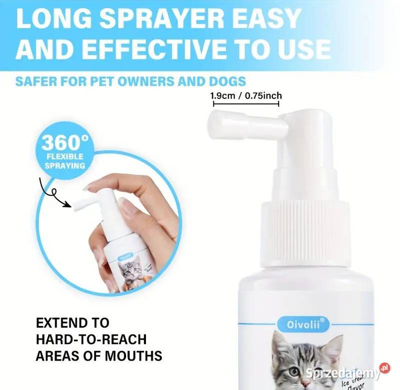 Spray Do Zębów Psa i Kota 60ml Czyszcząco Dla psów Płock