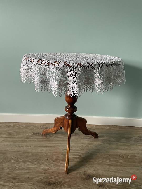 Stolik okrągły kawowy stół drewniany solidny 60cm Brodnica