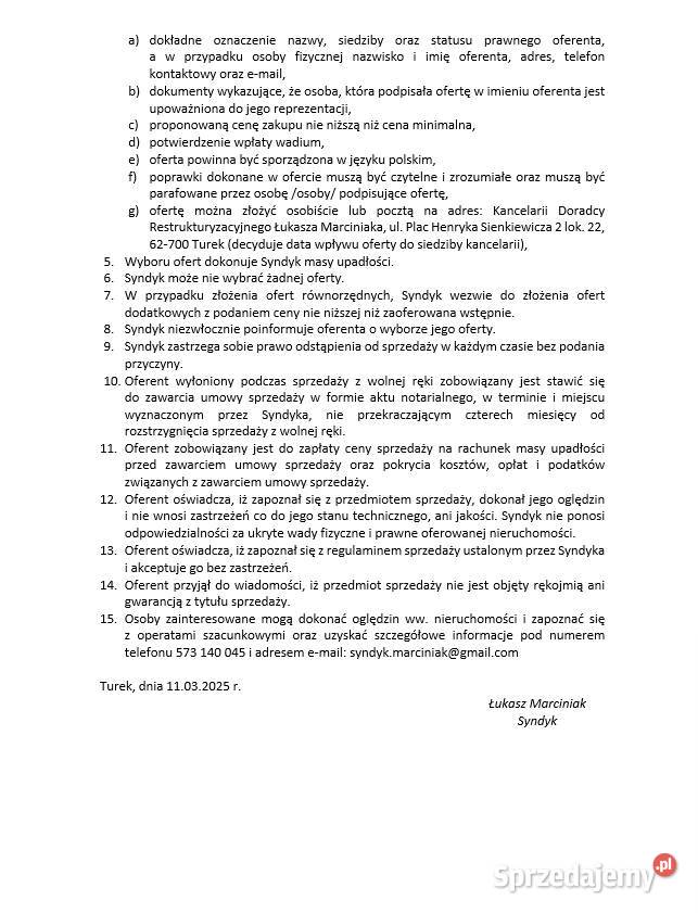 Syndyk sprzeda 12 udziału w nieruchomości