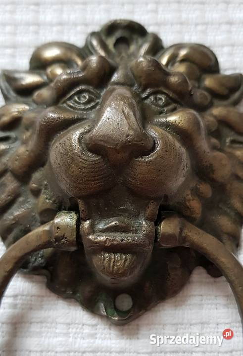 stara mosiężna kołatka do drzwi lew Ruda Śląska