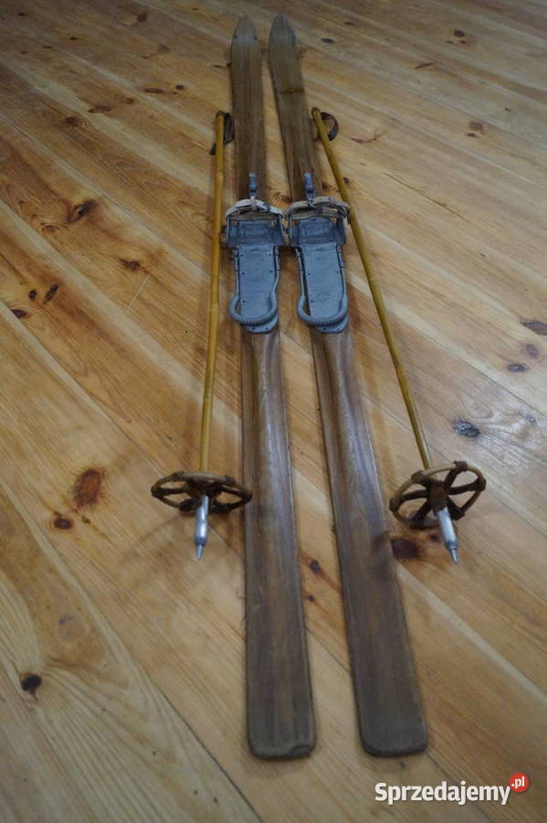 Stare narty jesionowe 200 z kijkami Pozostałe Pruchnik