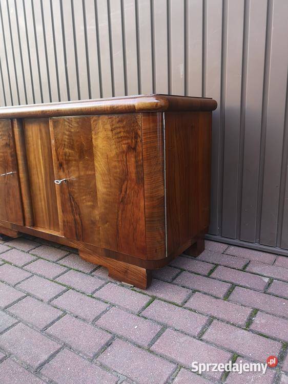 Komoda ARTDECO RTV Niska Orzech Zgrabna Stara Antyki, Sztuka, Kolekcje Swarzędz
