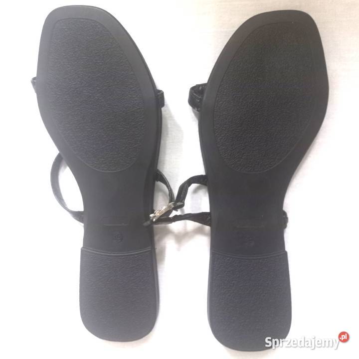 Klapki czarne Eleganckie srebrne r 38 NOWE