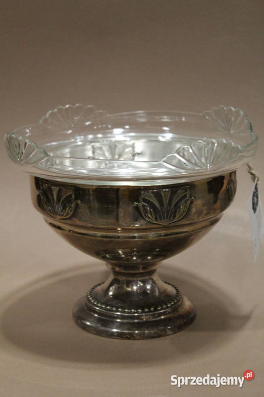 Posrebrzana patera ze szkłem 1657 FiaF Szczecin