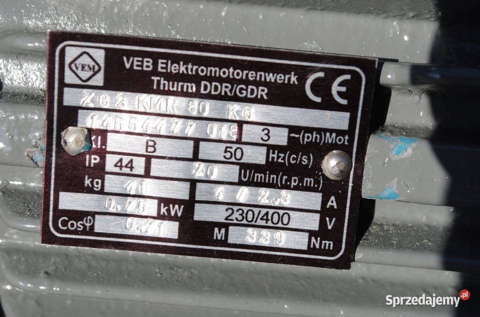 Motoreduktor 075kw 20obrmin Firmy VEM Biznes i Przemysł lubuskie