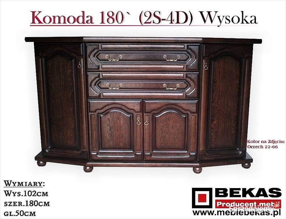 Duża Komoda 180 2S4D Orzech Włoski Ciemny BEKAS Kraków