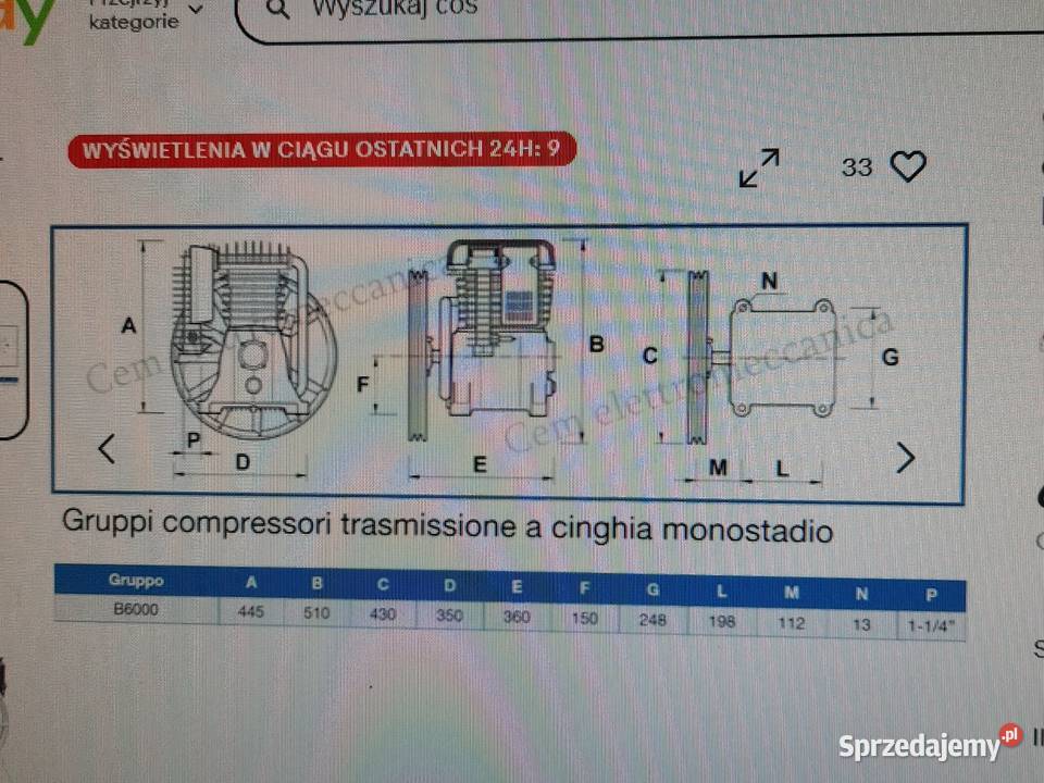 Sprężarka powietrza głowica abac6000c Bojanowo sprzedam