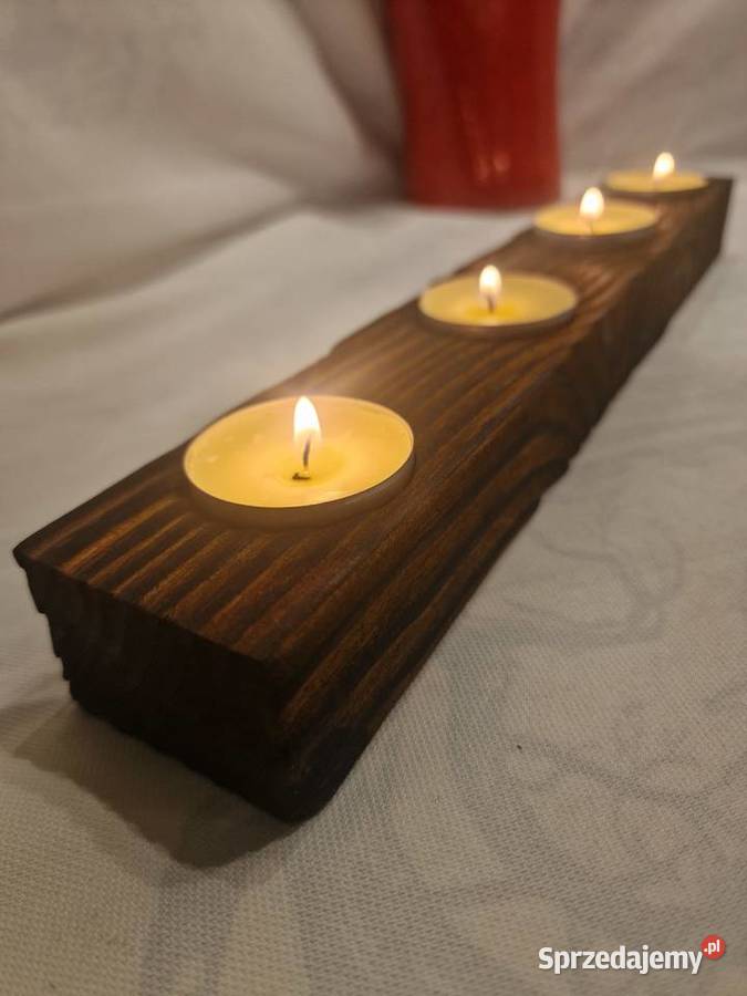 Świecznik świerkowy opalany Shou Sugi Ban ciemne