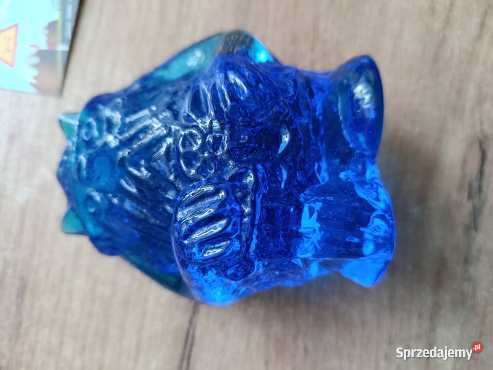 Szklana figurka niebieska wiking lata 70 Choszczno