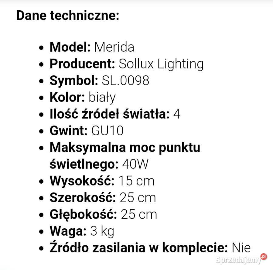 Plafon Merida biały Opole Lubelskie