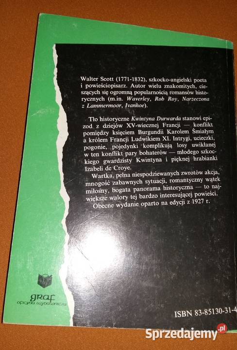 Kwintyn Durward powieść historyczna Walter Scott łódzkie