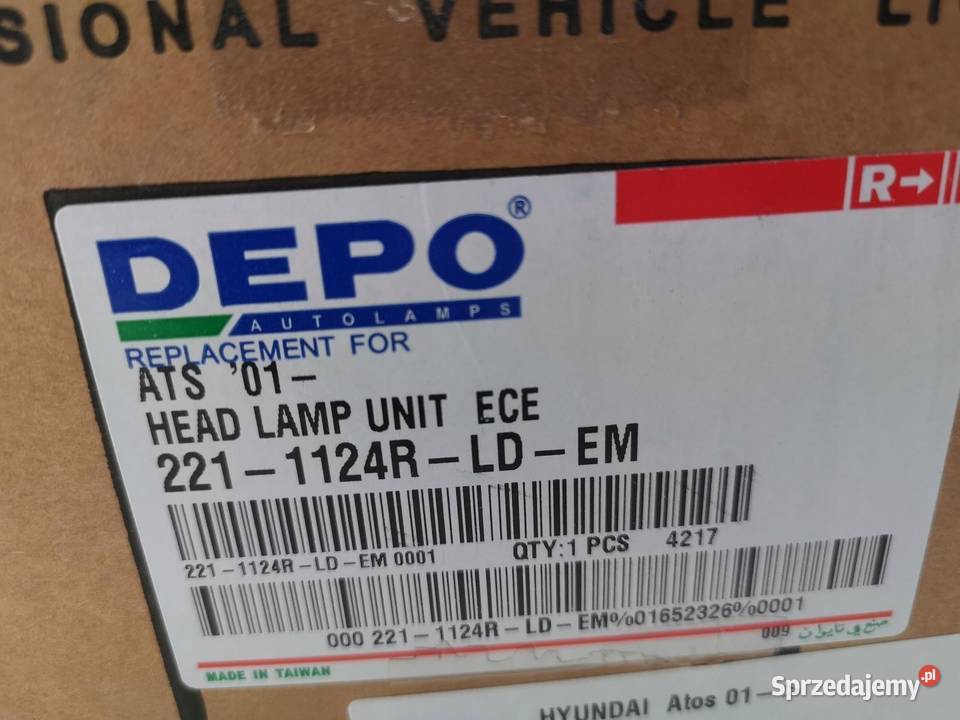 REFLEKTOR PRAWY PRZÓD DEPO HYUNDAI ATOS 19982003 osobowe