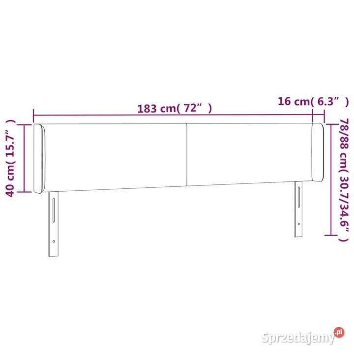 Zagłówek do łóżka z LED czarny 183x16x7888 Warszawa