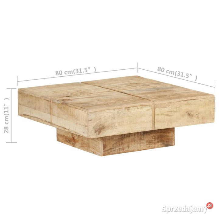 Stolik kawowy 80x80x28 lite drewno mango Warszawa