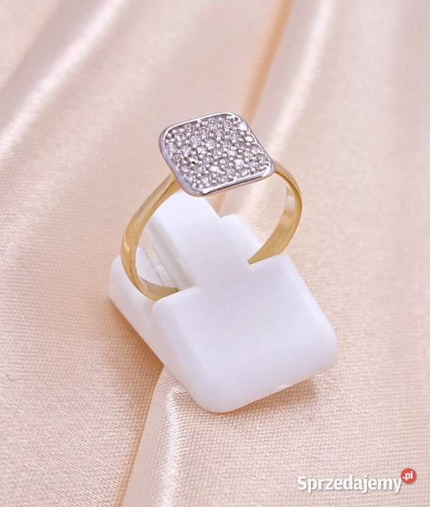 Pierścionek r14 Złoty pr585 Glamour kwadrat Z858 Poznań