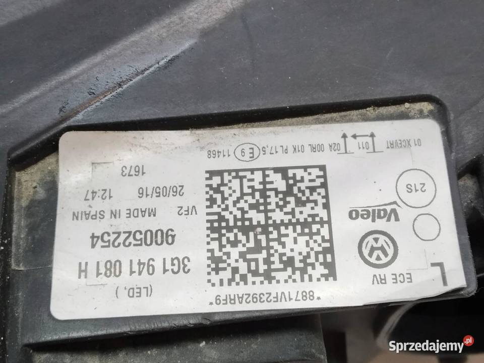 LAMPA PRZÓD LEWA FULL LED EUROPA 3G1941081H VW świętokrzyskie