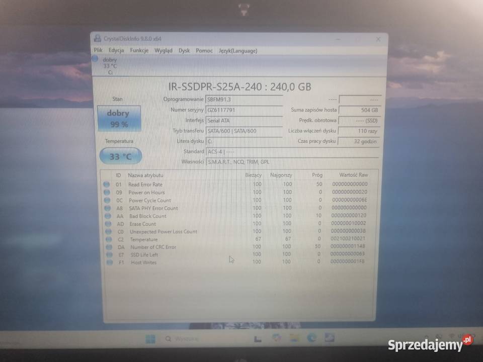 Okazja Laptop HP Windows 11 Office 240gbSSD Taktowanie 2500 HP/Compaq Tarnów