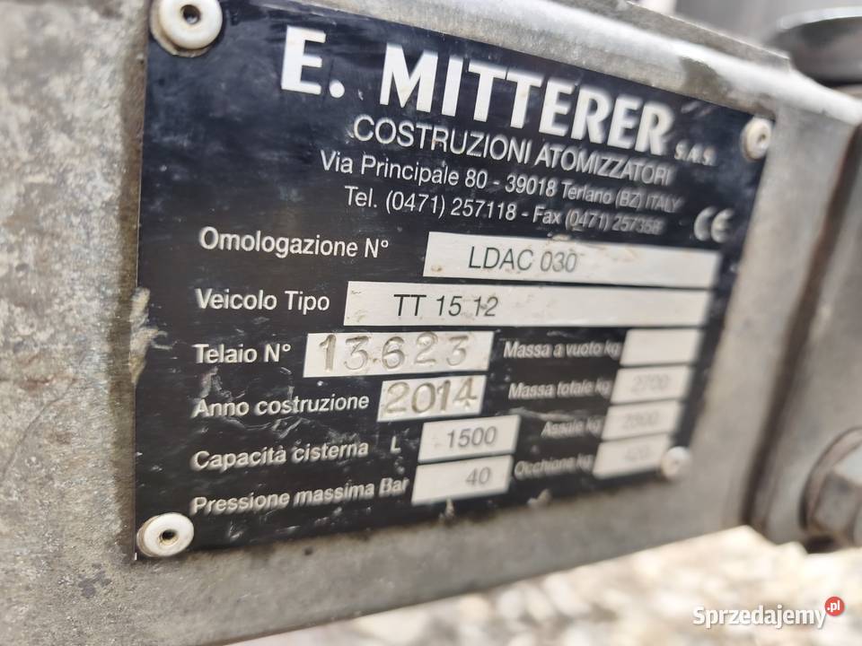 Opryskiwacz sadowniczy Mitterer 1500 Arag Bravo Annopol sprzedam