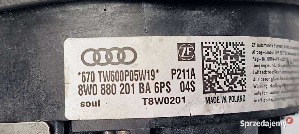 PODUSZKA AIRBAG AUDI A4 B9 QUATTRO 8W0880201BA sprzedam