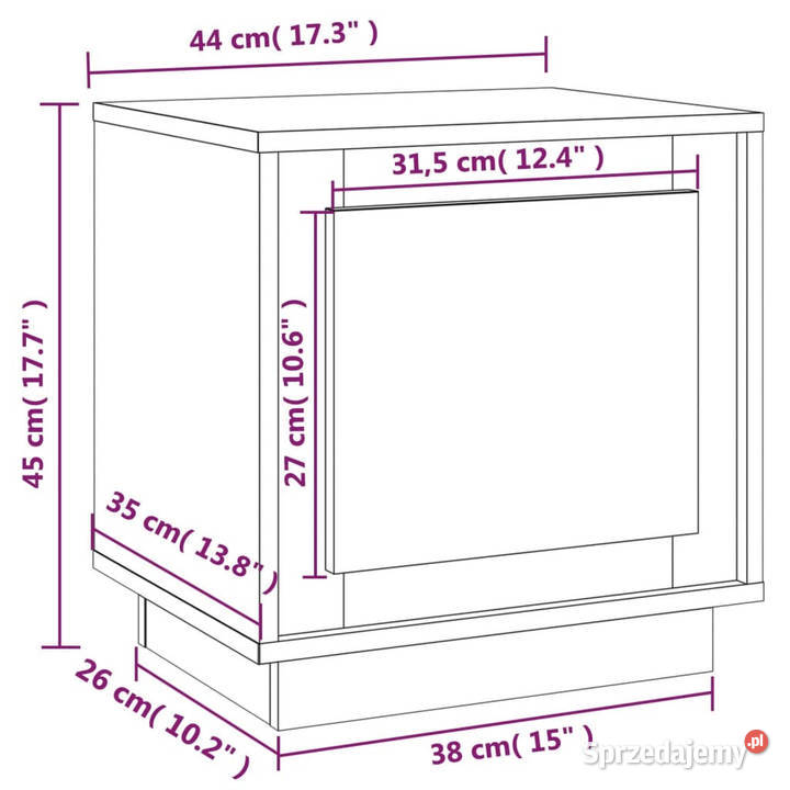 Szafka nocna dąb sonoma 44x35x45 materiał mazowieckie Warszawa