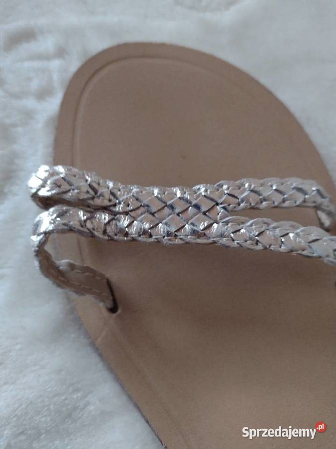 41 ASOS Skórzane złote sandałki z Londynu NOWE