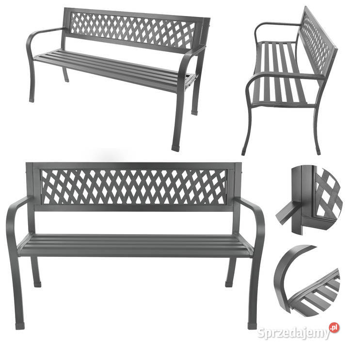 Ażurowa ławka ogrodowa z oparciem parkowa
