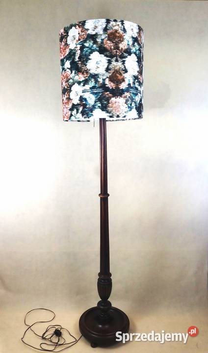 Lampa podłogowa drewniana mahoń Anglia lata 20te Bronisze