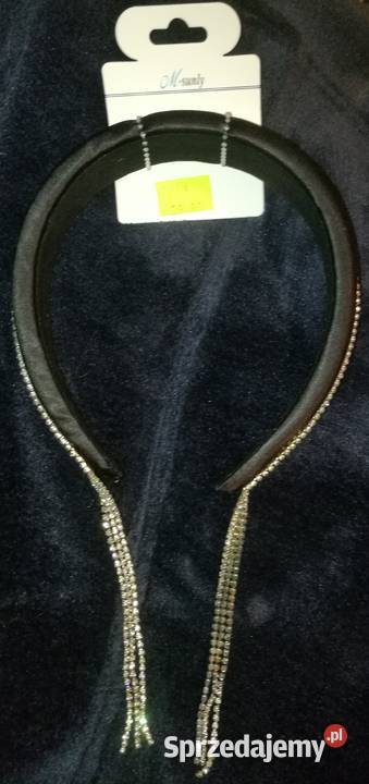 Opaska do włosów czarna łańcuszek cyrkonie Nakrycia głowy Moskorzew sprzedam