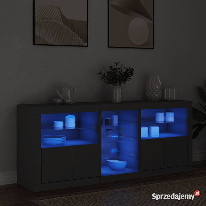 Szafka z oświetleniem LED czarna 162x37x67 Warszawa