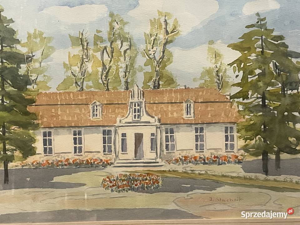 Dwór w Stryjnie akwarela Józefa Stachnika