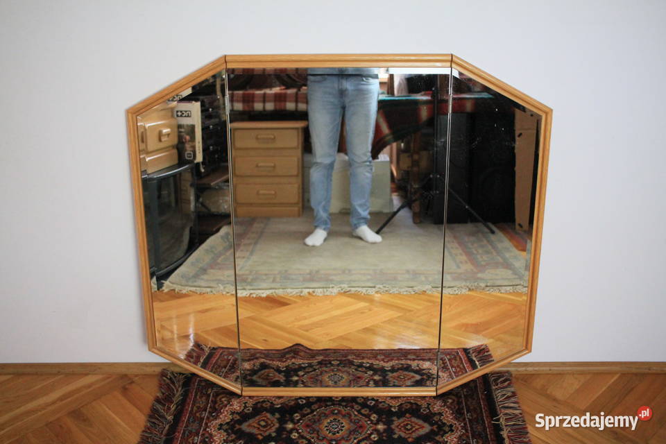 Drewniane lustro SZLIFOWANE rozkładane Góra