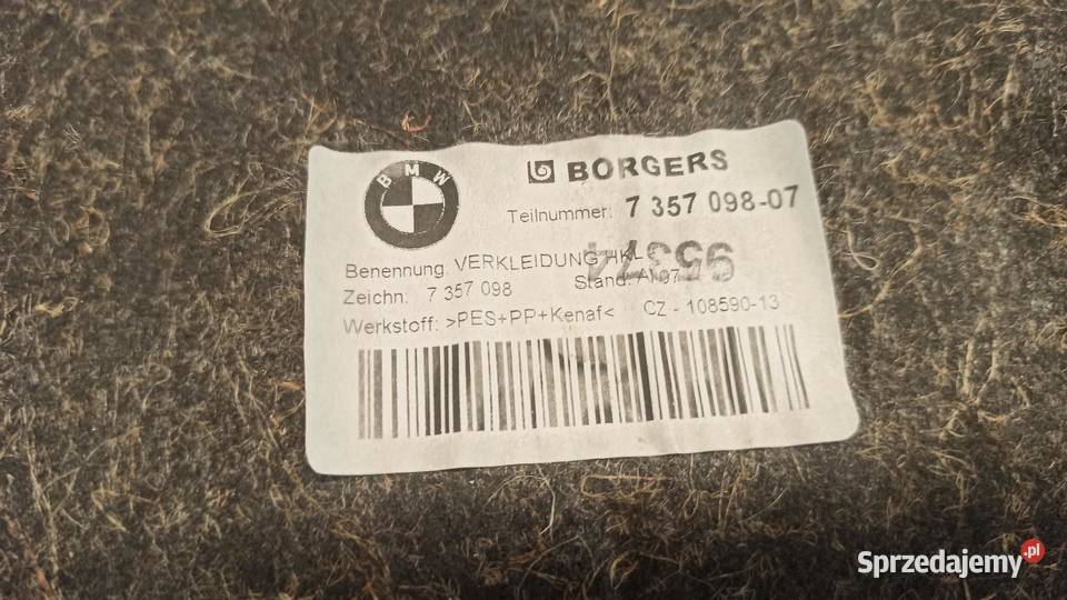 BMW 7 G11 TAPICERKA OSŁONA KLAPY BAGAŻNIKA osobowe sprzedam