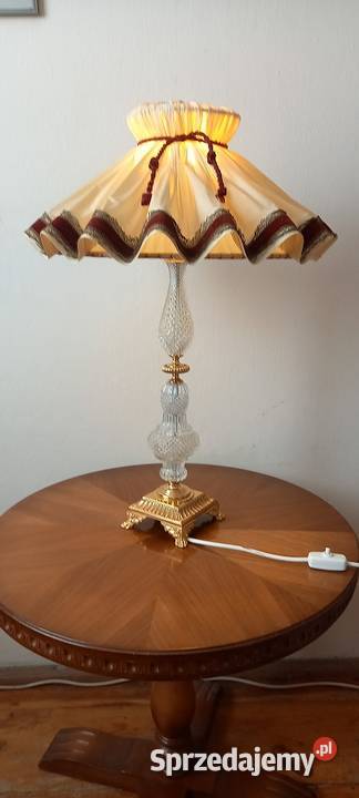 Urocza lampa z abażurem kryształ i mosiądz sprzedam