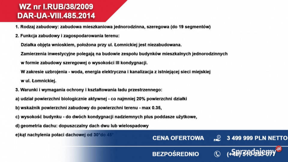 Działka inwestycyjna pod segmenty bliźniaki Łódź