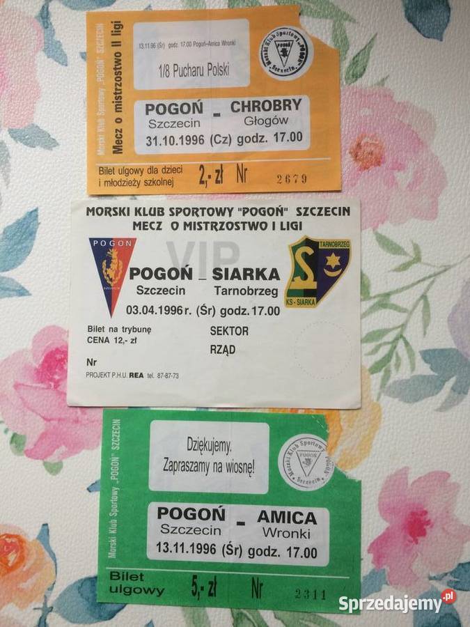 1161 Bilety Pogoni Szczecin 1996 R